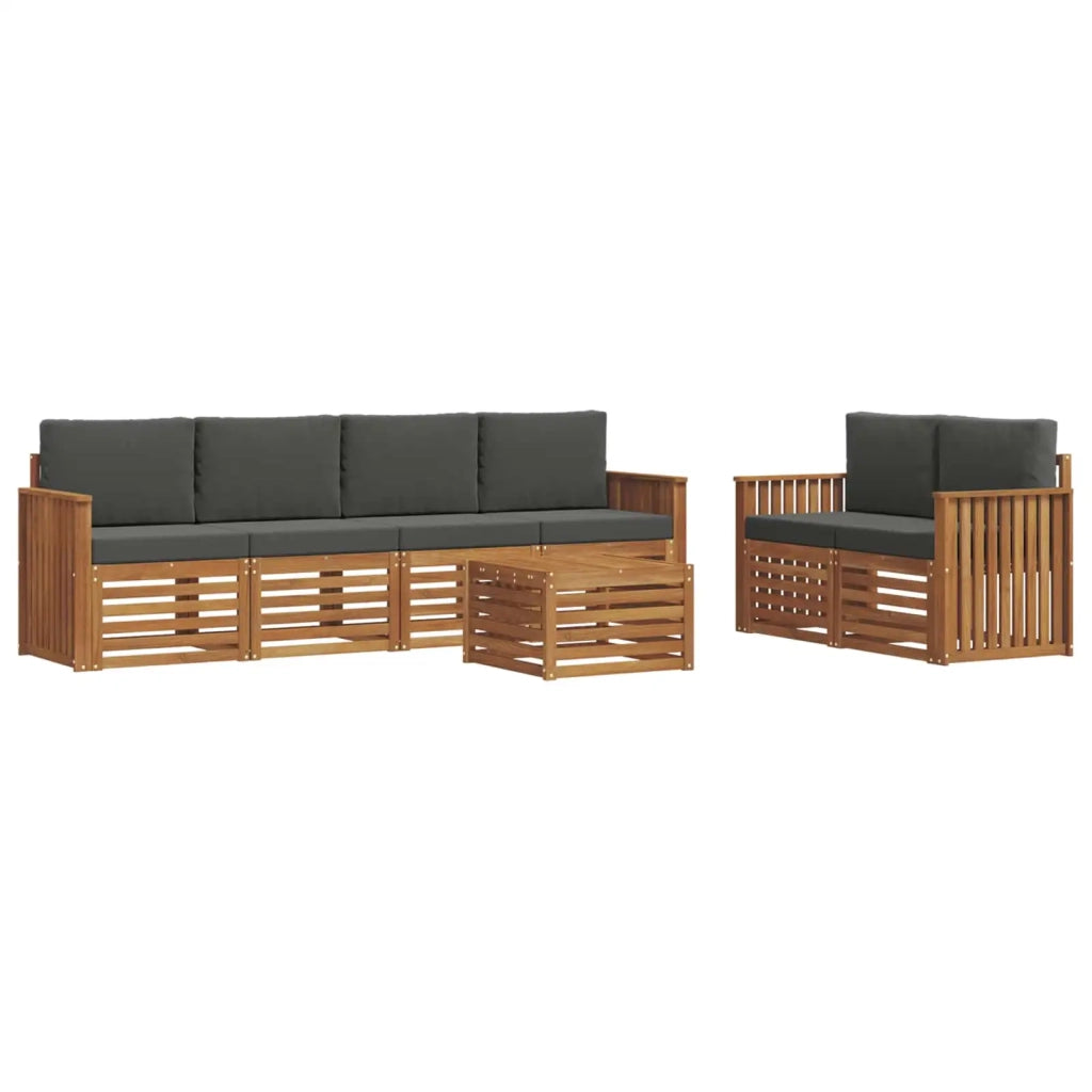 Set di divani da esterno con cuscino 7 pcs Naturale e Antracite 3374407