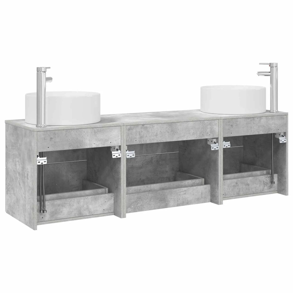 Set di mobili per il bagno 3 pz Grigio Cemento 3405942