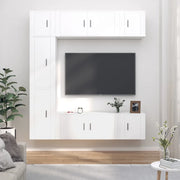 Set di Mobili Porta TV 7 pz-Set di 7 Credenza per TV Bianco in Legno Multistrato 846265