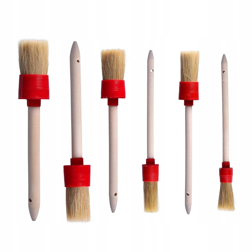 Set di Pennelli Rotondi 6 Pezzi – Setole Naturali, Dimensioni 20-45mm | Verniciatura e Restauro