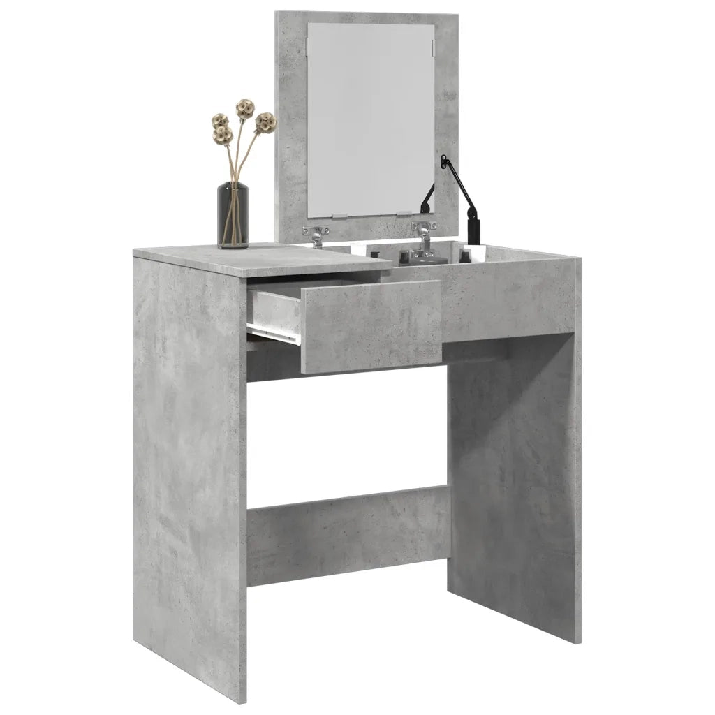 Toeletta | Tavolo da Trucco con Specchio Grigio Cemento 73x46,5x120 cm