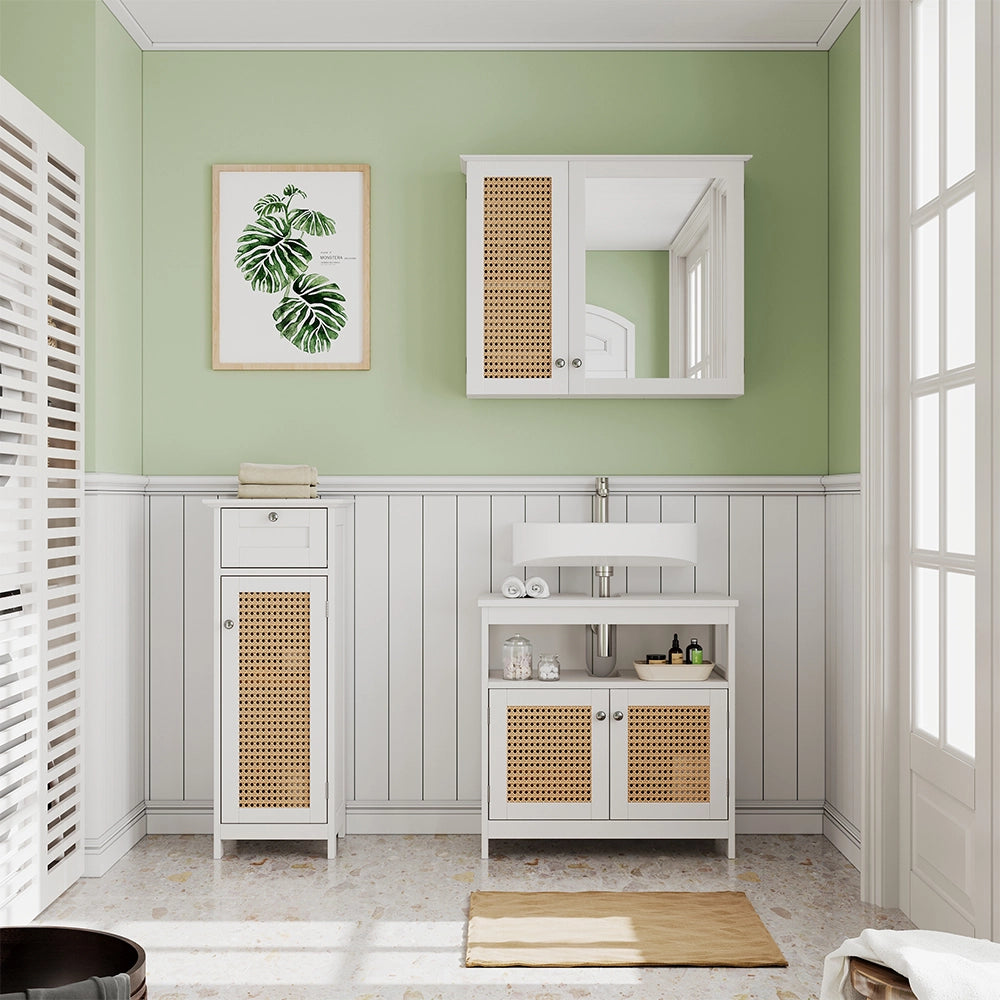 Vicco Mobiletto bagno Bianco 32 x 87 cm con anta e cassetto