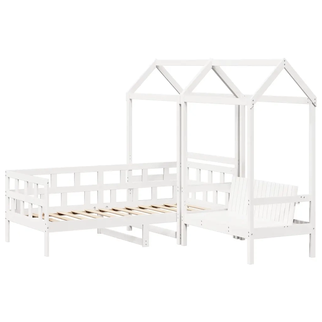 Set Dormeuse con Tetto Bianco 80x200 cm Legno Massello di Pino 3282247