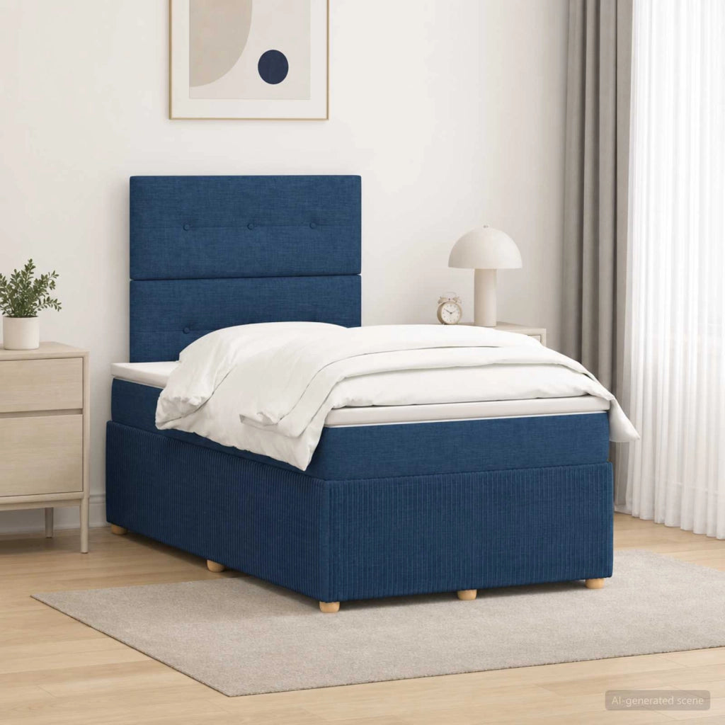 Letto box spring con materasso Blu 120 x 190 cm Tessuto 3454353