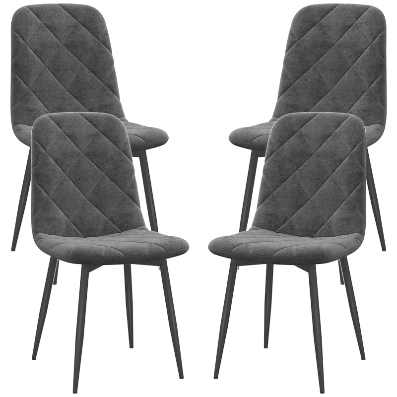 SEDIA DA PRANZO Set da 4 pezzi 45x54x87 cm Grigio effetto velluto struttura in acciaio