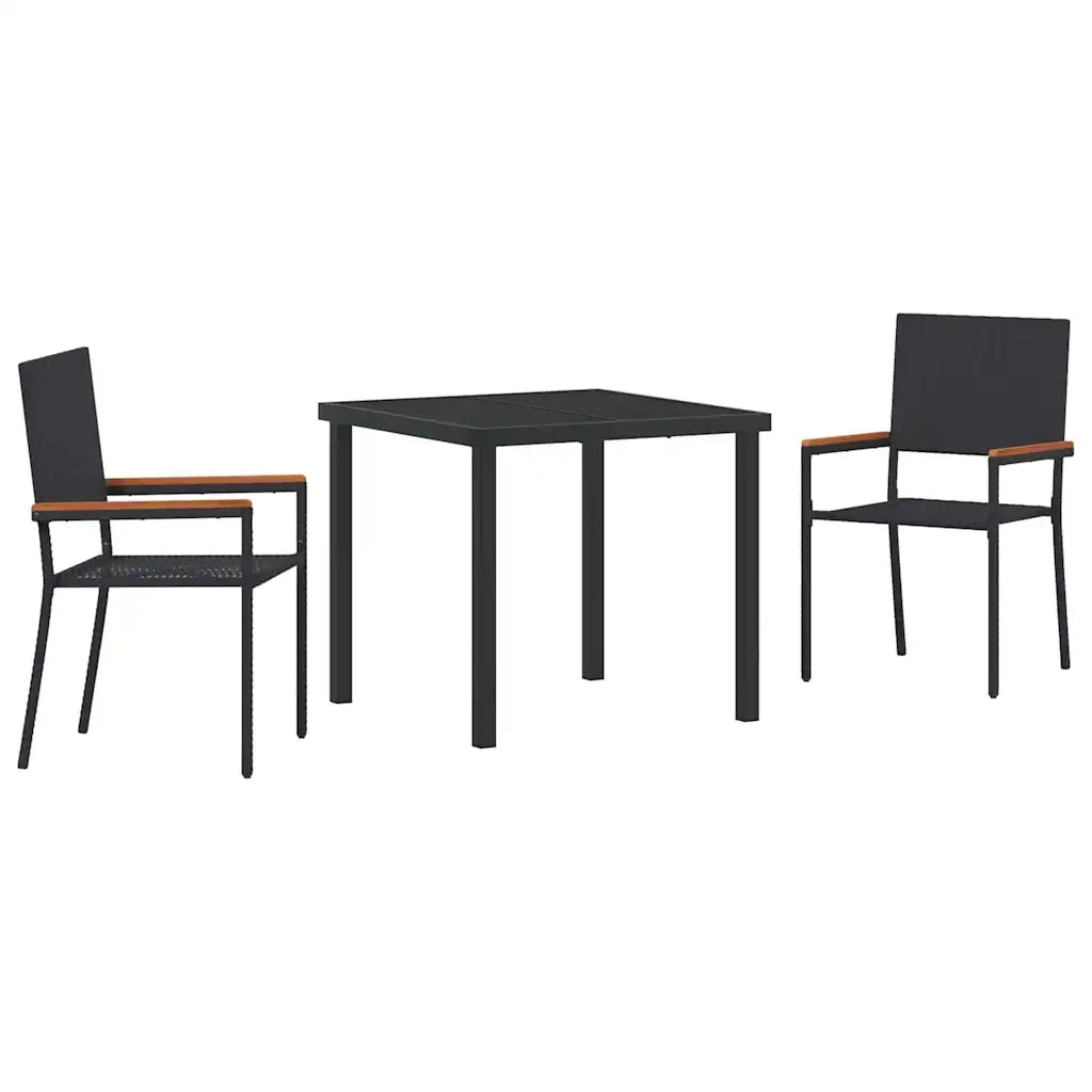 Set da Pranzo per Giardino con cuscino 3 pcs Nero polyrattan 3379702