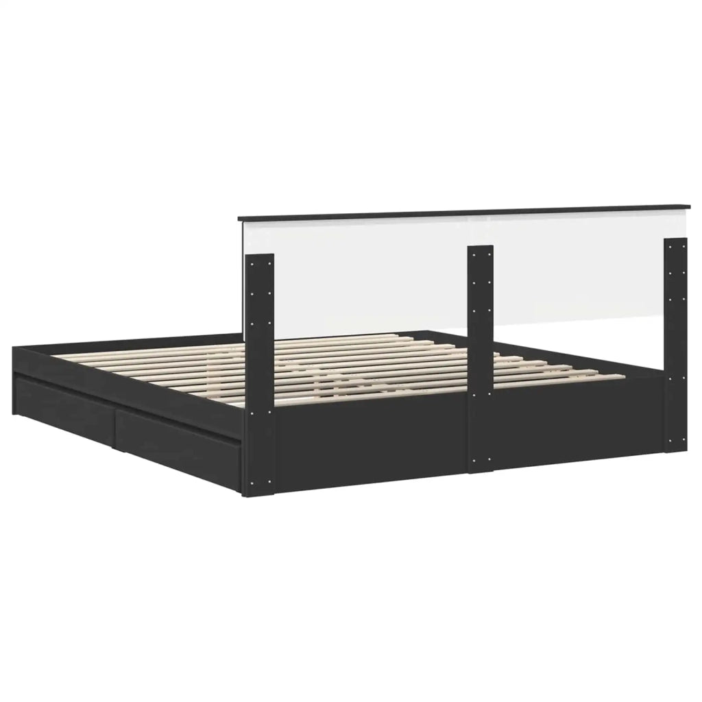 Letto con Contenitore Nero 200 x 200 cm Legno multistrato