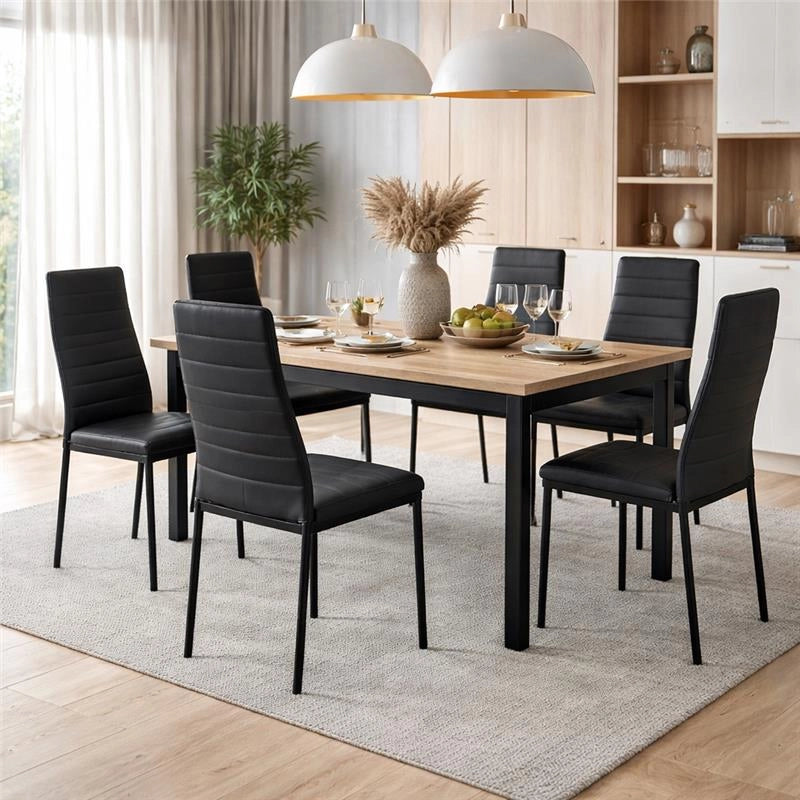 SET 4 SEDIE IVY NERA IN METALLO CON SEDUTA IMBOTTITA 53 X 46 X H97 CM