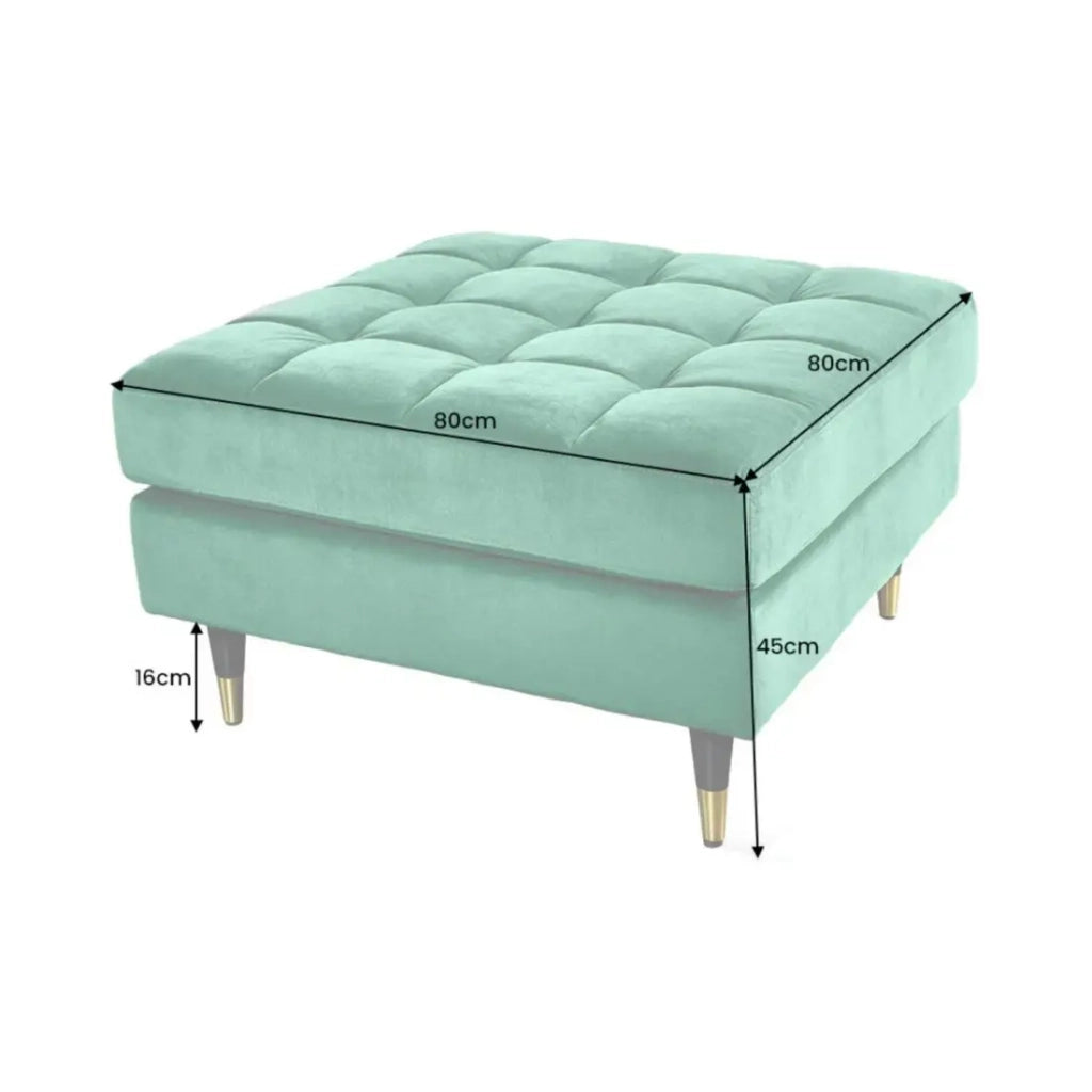 Divano ad angolo reversibile KOLIRI verde smeraldo - Divano design in velluto con pouf abbinato