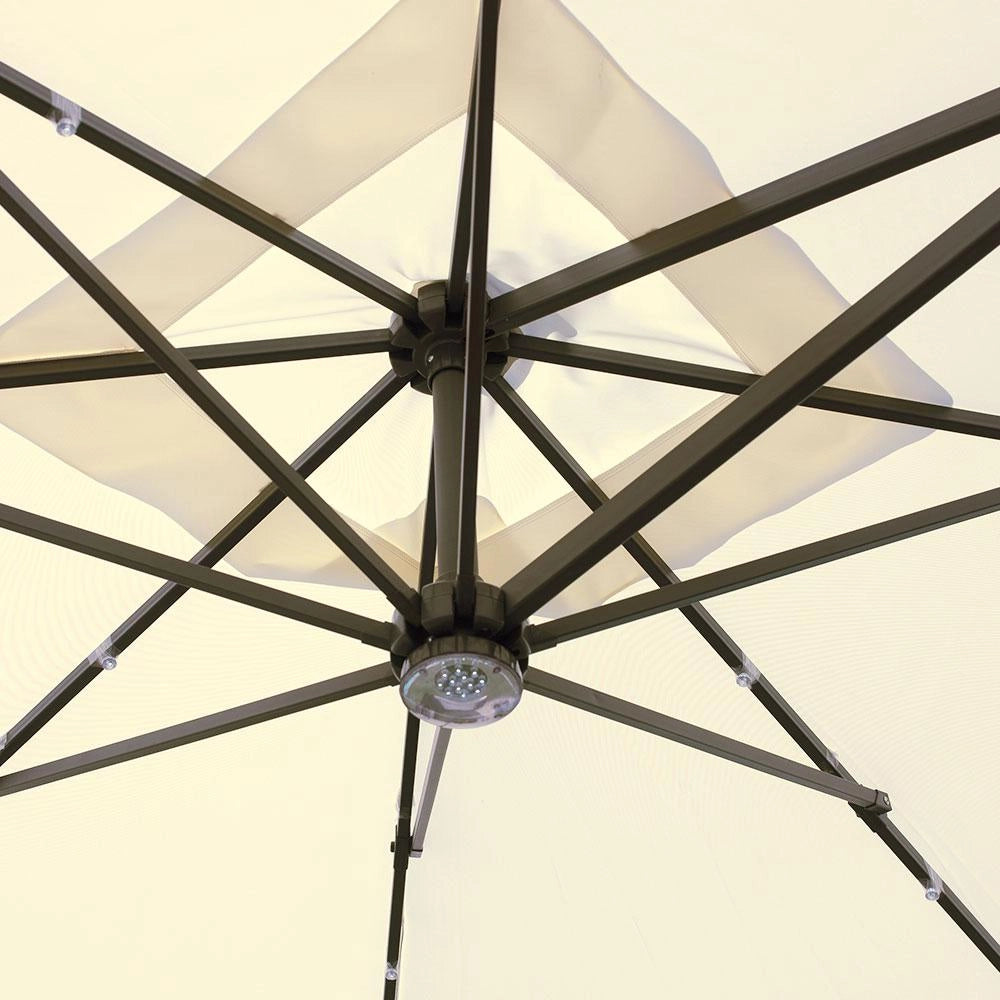 Ombrellone da Giardino Decentrato in Alluminio 3x3m con Manovella e Luci Vorghini Lights Antracite