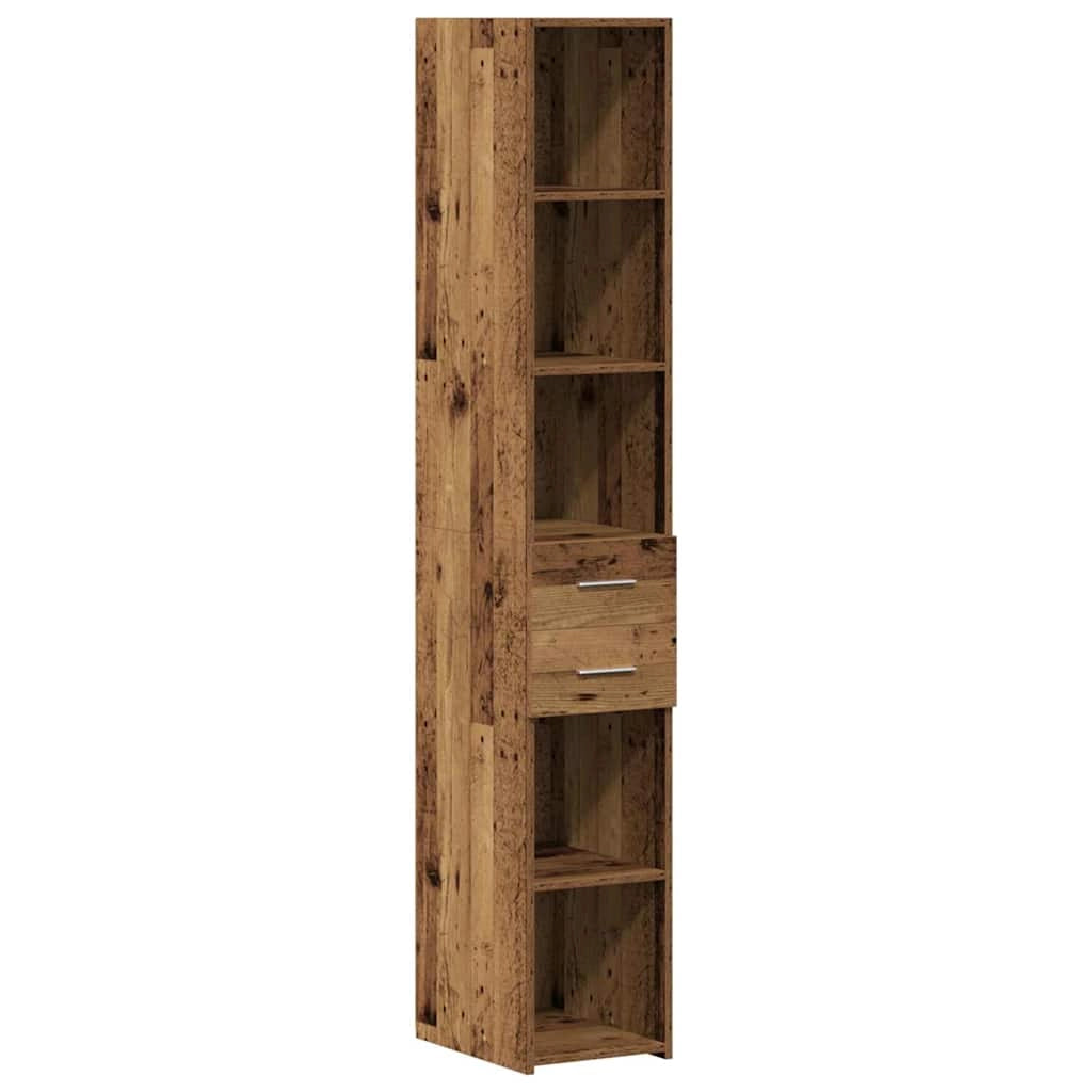 Mobiletto verticale moderno 30 x 42,5 x 225 cm ampio spazio di archiviazione linee pulite stile legno anticato 02_0056005