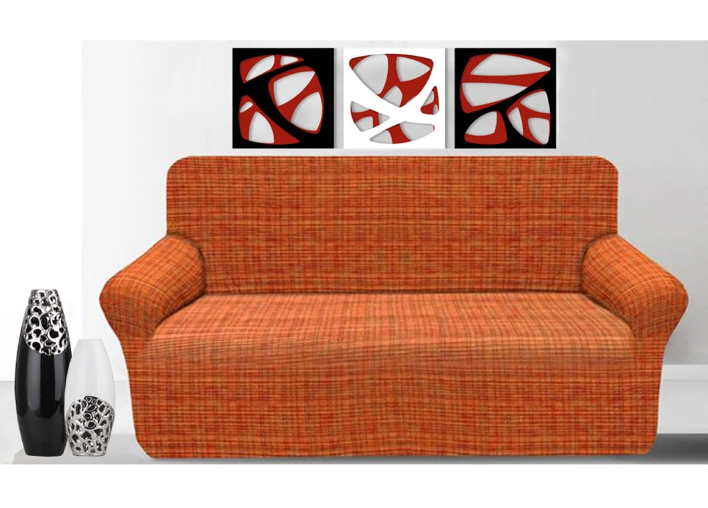Copridivano In Tessuto Jacquard Elasticizzato Ottima Vestibilità Modello Otello - 4 Posti - Arancione