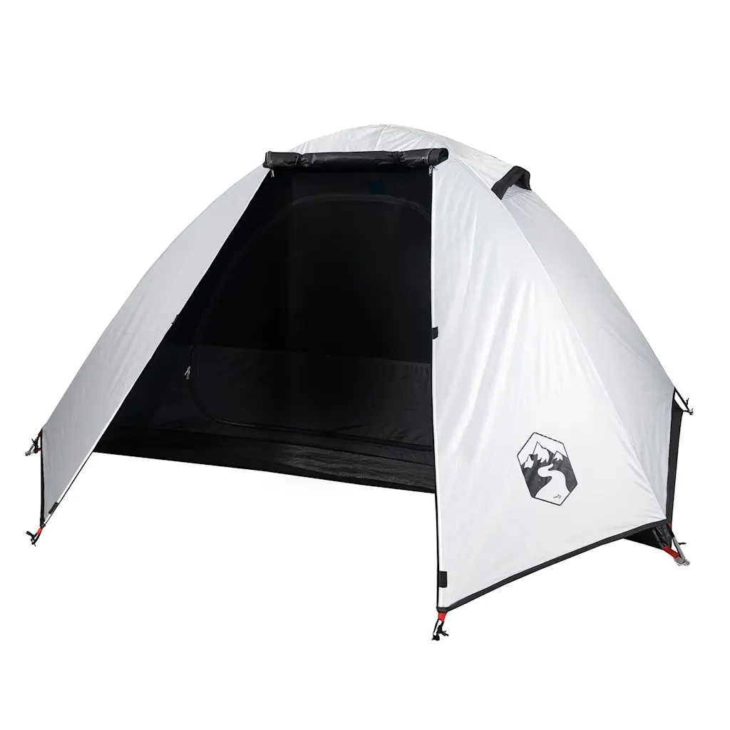 Tenda Campeggio a Cupola 2 Persone Bianca Tessuto Oscurante 94326
