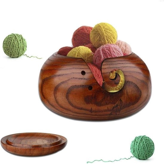 Scatola per filato multifunzionale portatile realizzata a mano con coperchio rimovibile e fori prelevati per la tessitura e il cucire - 16 x 7 cm