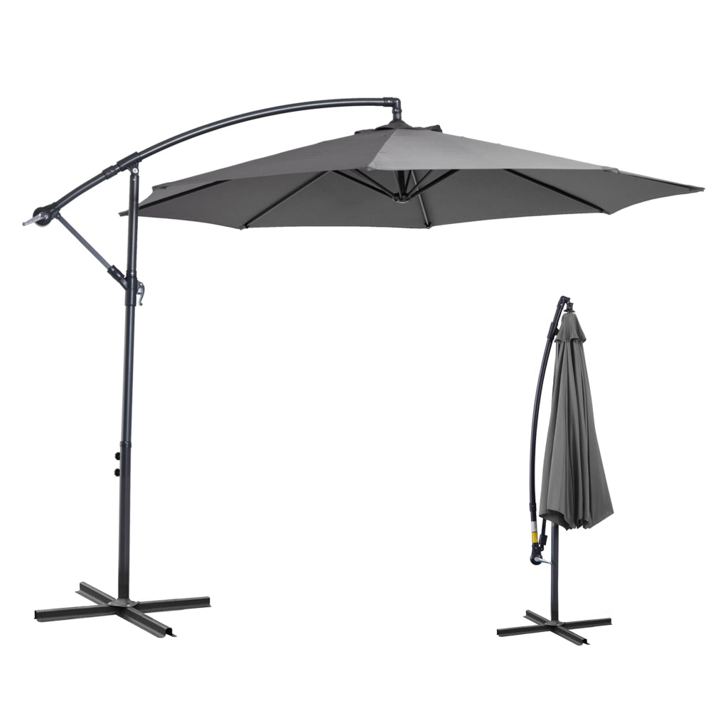 Parasole da Giardino 295 cm Grigio Inclinabile ¨C zephmum ¨C Acciaio