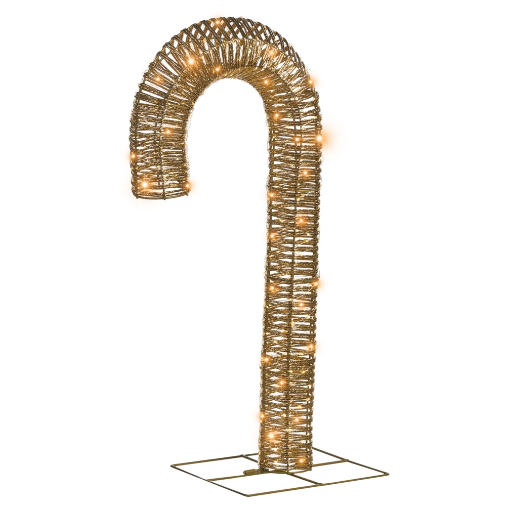 Decorazione natalizia da esterno a LED Candy Cane 74 cm Ornamento natalizio da giardino illuminato oro