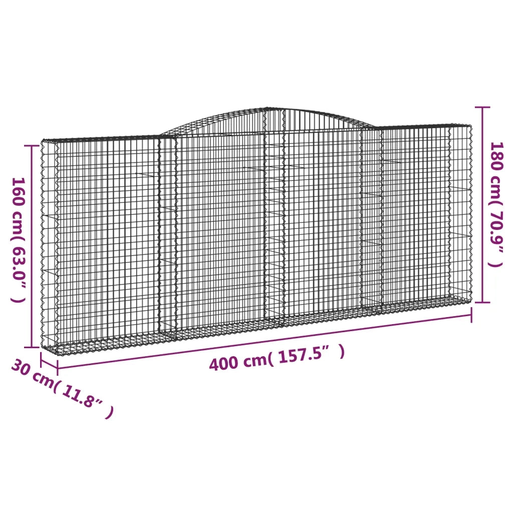 Cesti Gabbioni ad Arco 3 pz 400x30x160/180 cm Ferro Zincato 3146906