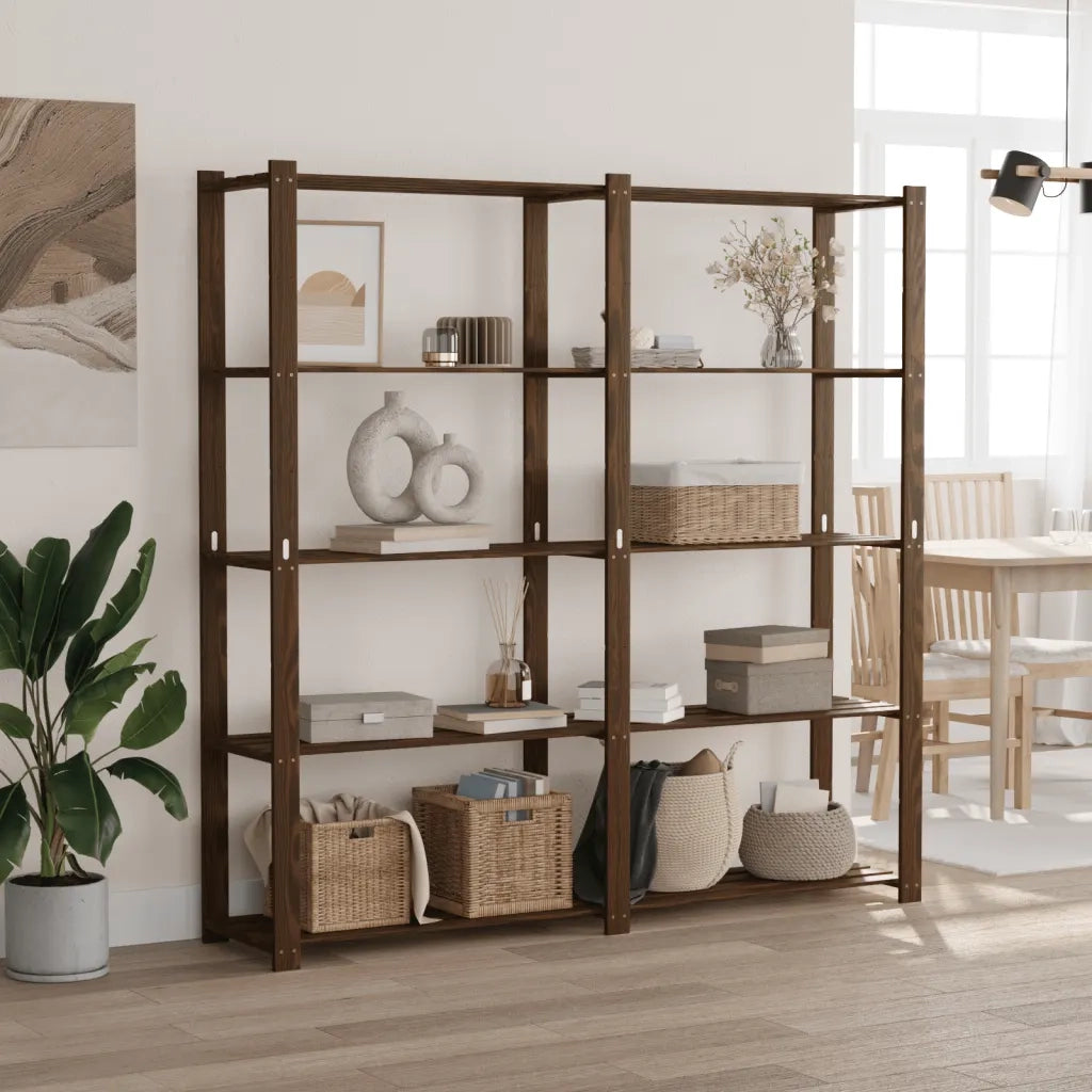 Scaffale a 5 Livelli Marrone 170x38x170 cm in Legno di Pinocod mxl 131852