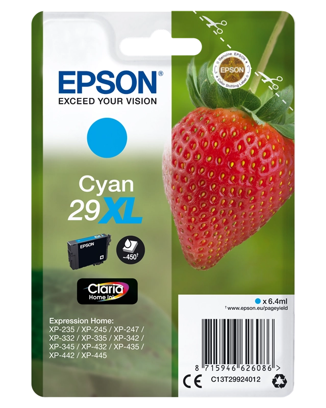 Epson Strawberry 29XL C cartuccia d'inchiostro 1 pz Originale Resa elevata (XL) Ciano