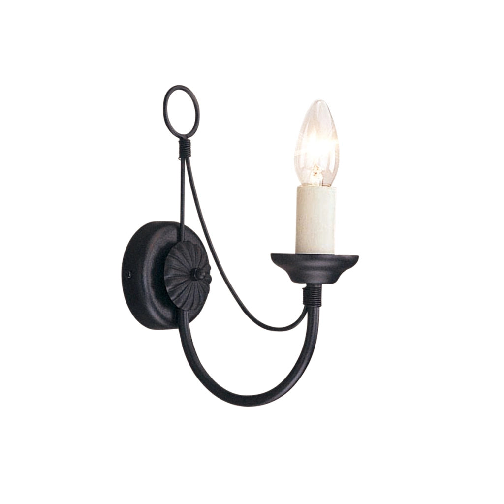 Applique Carisbrooke Elstead 1xE14 60W nero acciaio IP20