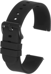 Cintura orologio in silicone nera 22 mm con chiusura a gancio in acciaio inossidabile