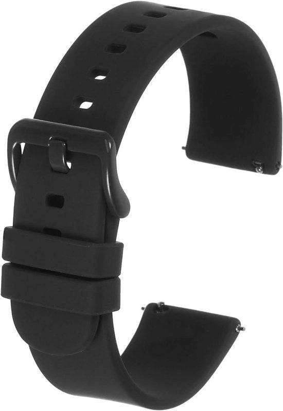 Cintura orologio in silicone nera 22 mm con chiusura a gancio in acciaio inossidabile