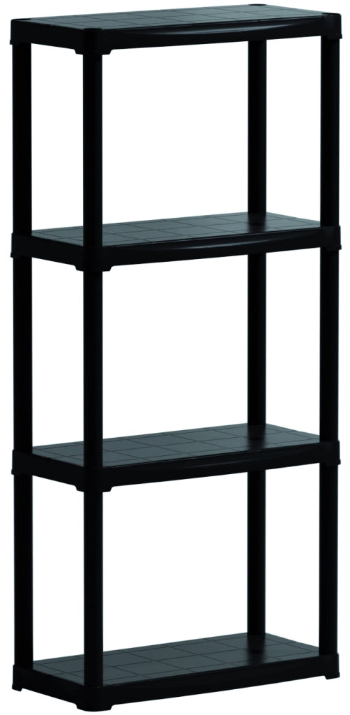 KIT SCAFFALI IN PLASTICA 4 RIPIANI cm. 60x30x133 h col. Nero