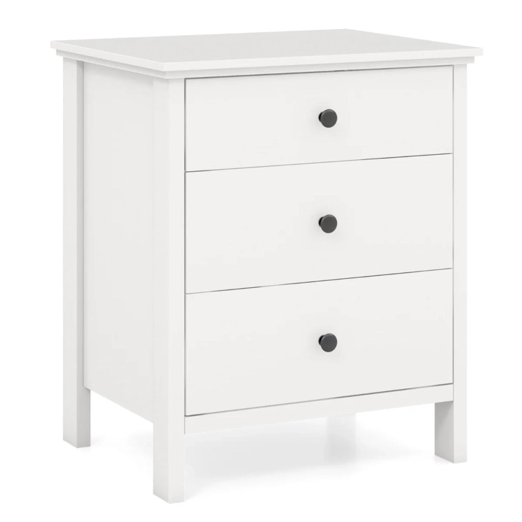 Comodino set da 1 unità multifunzionale 56 x 45 x 66 cm con 3 cassetti elegante stile moderno MDF bianco 20_0014020