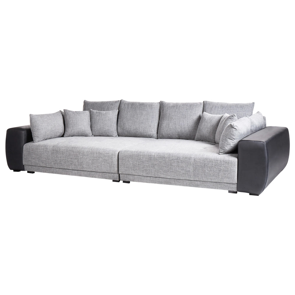 Divano con 8 cuscini Rivestimento in tessuto grigio e nero Cuscino a 4 posti con schienale