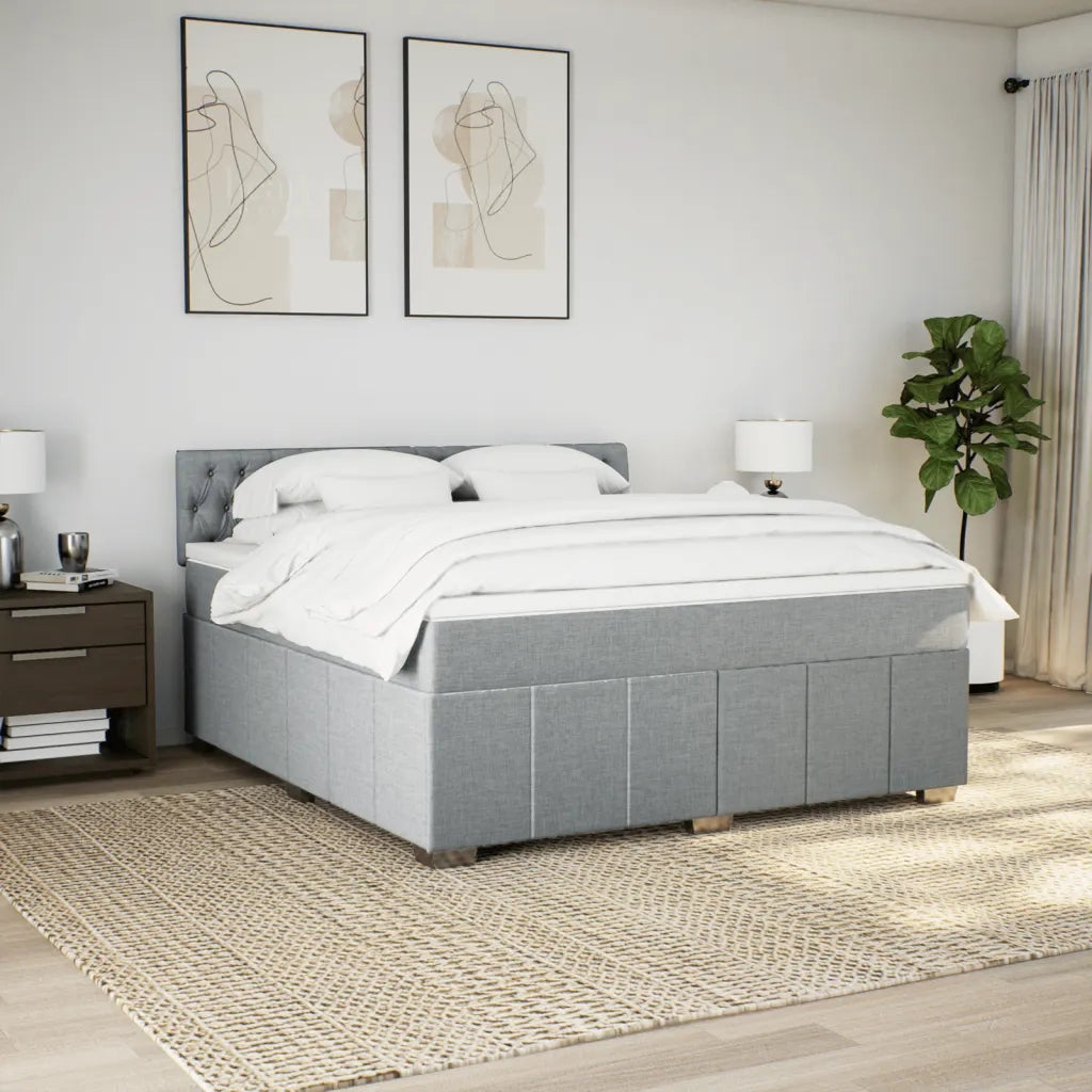 Giroletto a Molle con Materasso Grigio Chiaro180x200 cm Tessuto