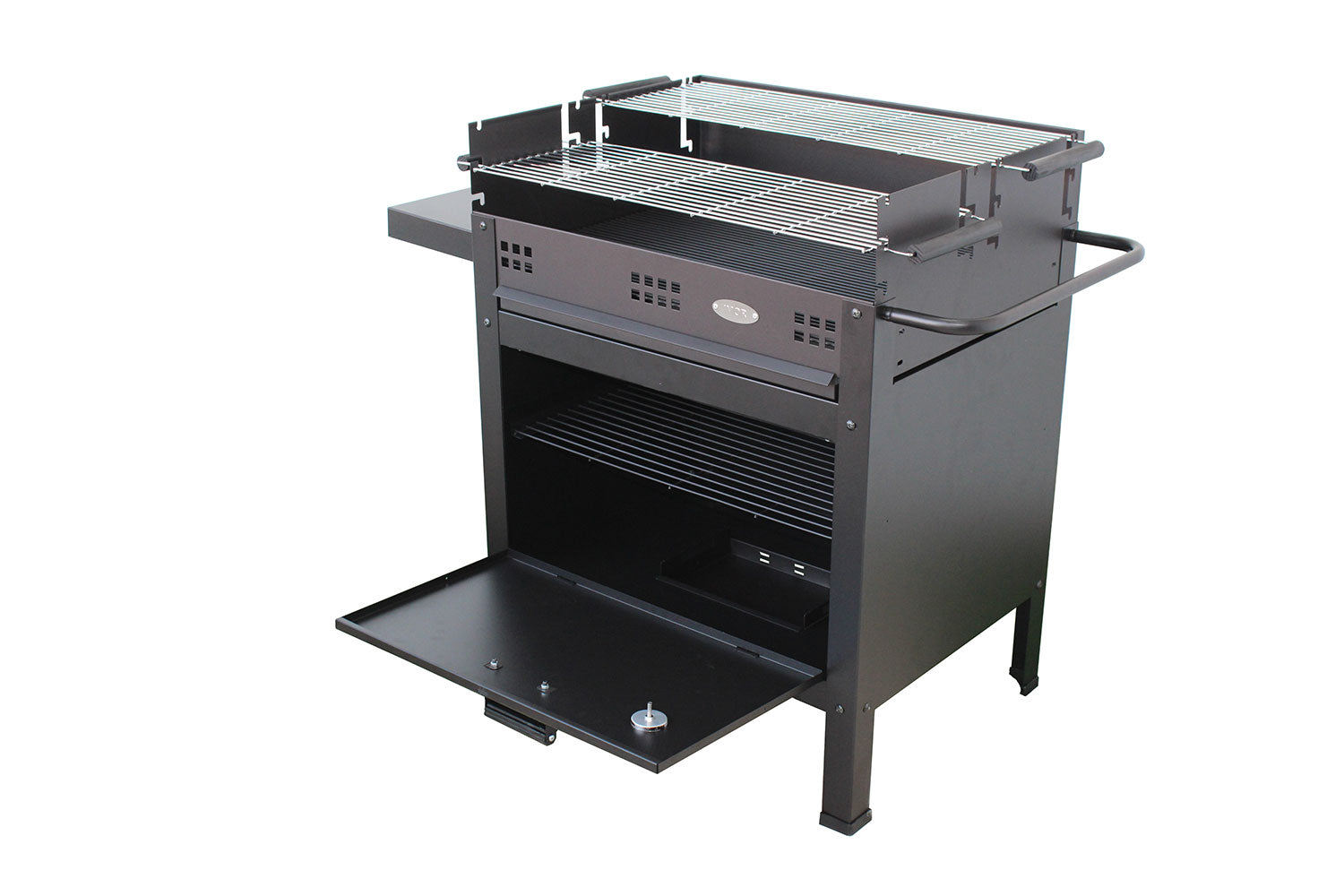 Barbecue a Legna e Carbone 120x60x92 cm con Forno per Pizza in Acciaio Etna Nero
