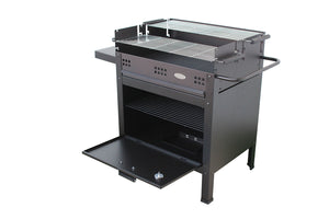 Barbecue a Legna e Carbone 120x60x92 cm con Forno per Pizza in Acciaio Etna Nero