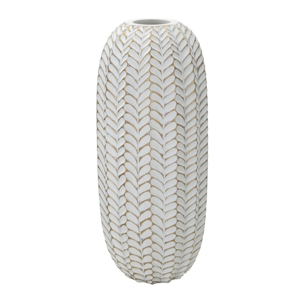 Vaso Decorativo VKH673, Bianco, Poliresina, 18,5x18,5x46 cm