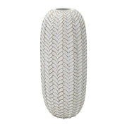 Vaso Decorativo VKH673, Bianco, Poliresina, 18,5x18,5x46 cm