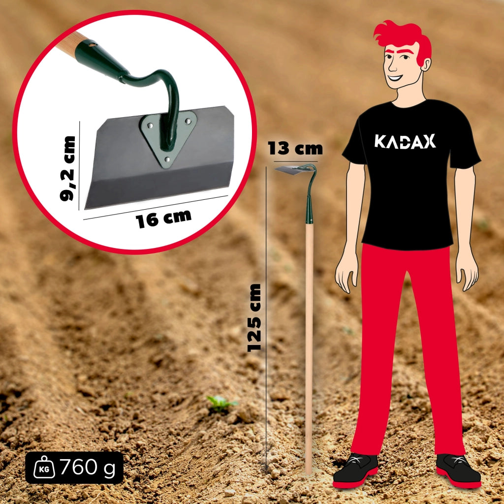 Zappa da giardino KADAX per estirpare le erbacce, lama da 16 cm, lama indurita da 125 cm.