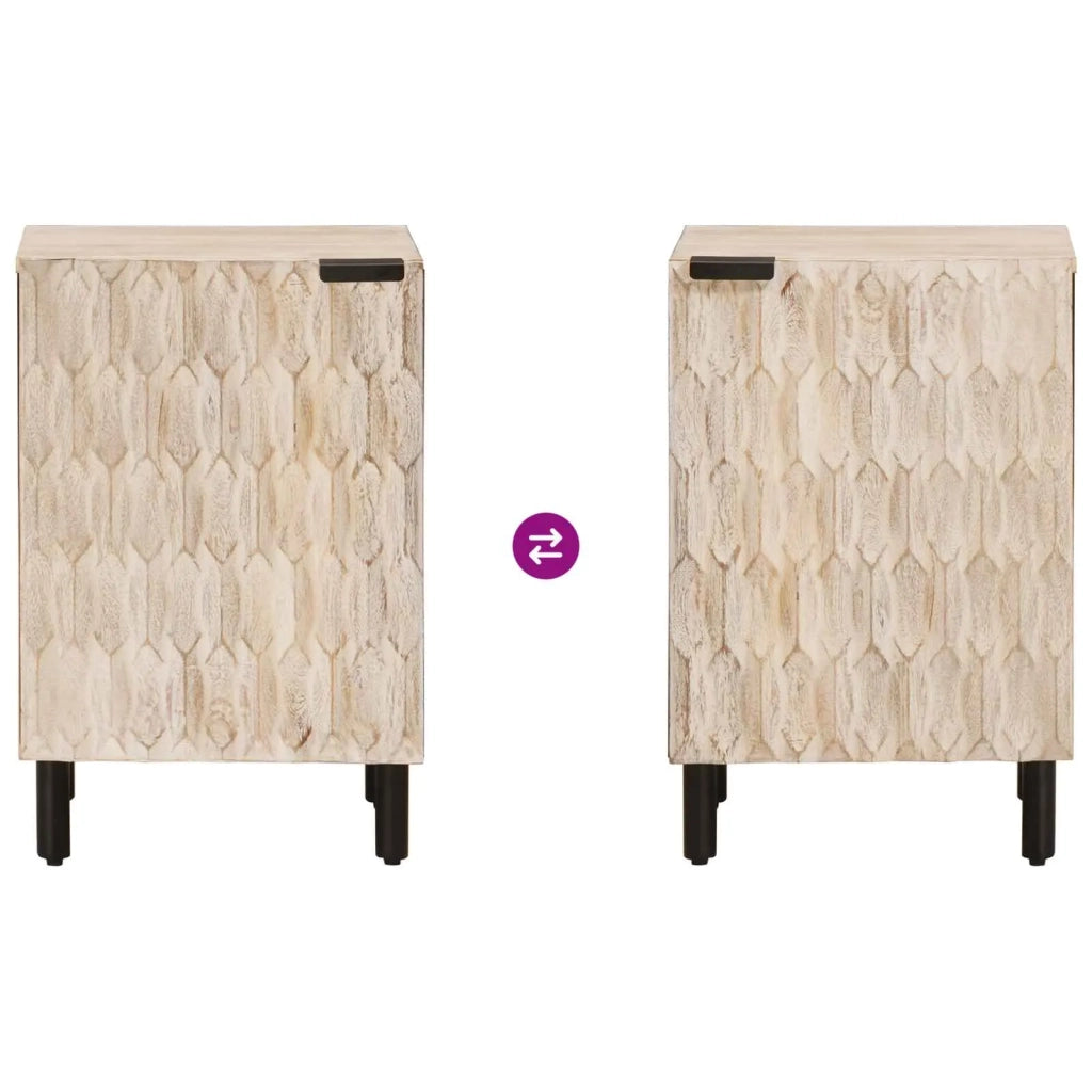 Mobile da Bagno | Armadio da bagno Bianco 38 x 33 x 58 cm Legno di mango massello