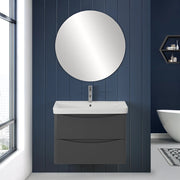 Mobile bagno sospeso 80 cm antracite con specchio tondo a filo Zen