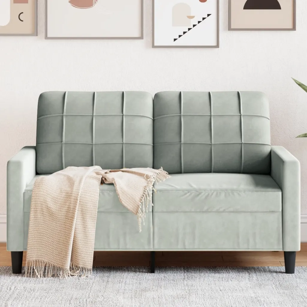vidaXL Divano a 2 Posti Grigio Chiaro 120 cm in Velluto