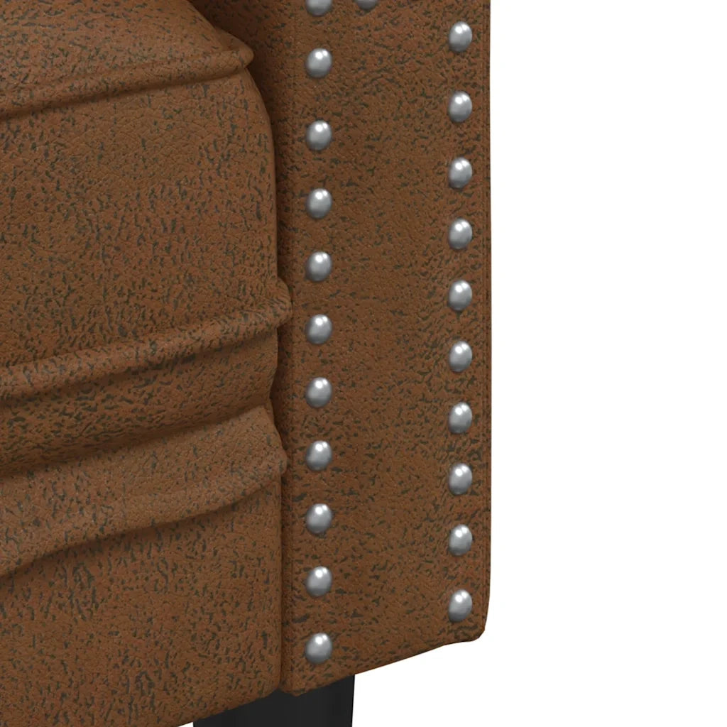 Divano Chesterfield a 2 Posti Marrone in Similpelle Scamosciata
