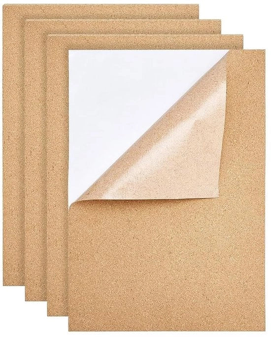 Tavole di Cork Autoadesive - 4 Fogli - 28 x 40 cm - 1 mm Spessore Tappeti di Cork - Supporti/DIY Artigianato - Materiale Sostenibile