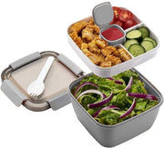 Bento box da pranzo con contenitori divisi - Durevole - Impronte di grasso libere - Resistentente al lavastoviglie - Capacità 1200 ml - Dimensioni 17,4 x 17,4 x 9,7 cm