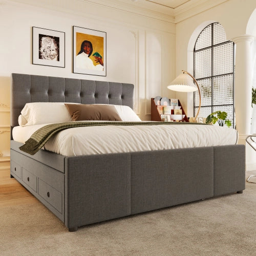 Letto 140x200 con 3 cassetti e estraibile - Xylo - Grigio senza materasso