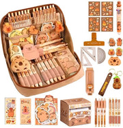 Etui per Capybara, imballaggio da 54 pezzi, contenitore estetico, set di scrittura per Capybara con penne, clip, righelli e altro, set di scrittura per bambini in forma di Capybara.