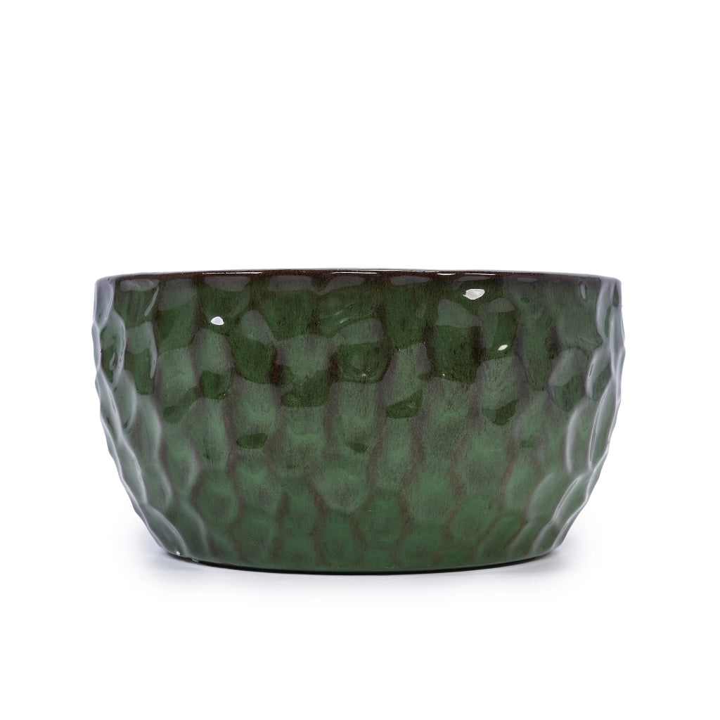 Fioriera in ceramica con foro di drenaggio per interno ed esterno finitura lucida verde antico 49,0 × 49,0 × 31,5 cm