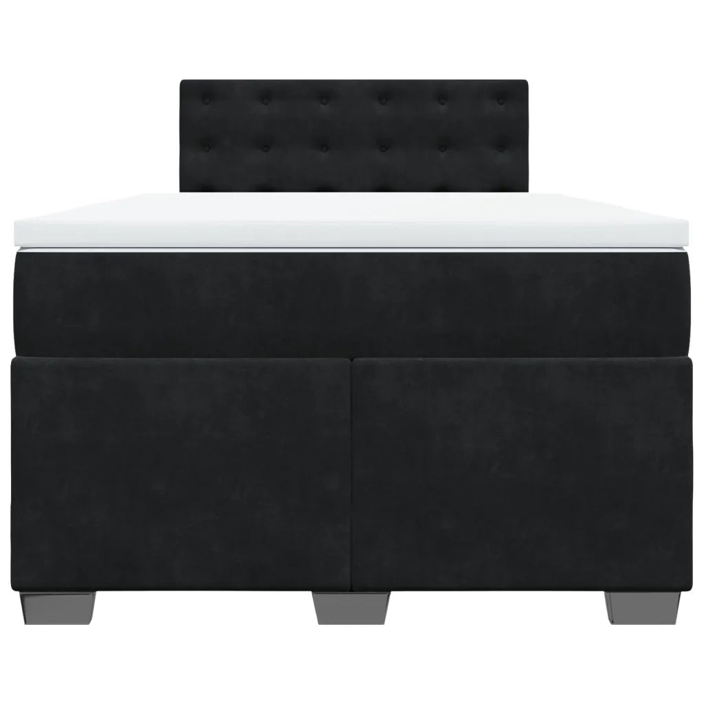 Giroletto a Molle con Materasso Nero 120x200 cm in Velluto