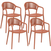 IDMarket - Set di 4 sedie da giardino impilabili ODELIA in polipropilene e corda di terracotta