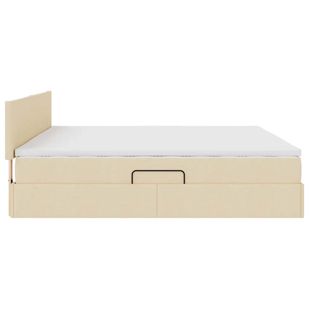 Letto con contenitore e materasso Crema 200 x 200 cm