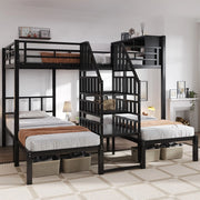 Letto a Castello 3 Posti con Scala e Contenitore ¨C Xylo ¨C Metallo Nero 90x200 e 140x200