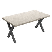 Tavolo da pranzo in legno e metallo con piedi x-shaped nero 220x100 cm Grigio Testurizzato