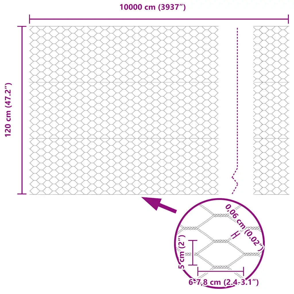 Recinzione Esagonale Argento 1,2 x 100 m Acciaio zincato 42005760